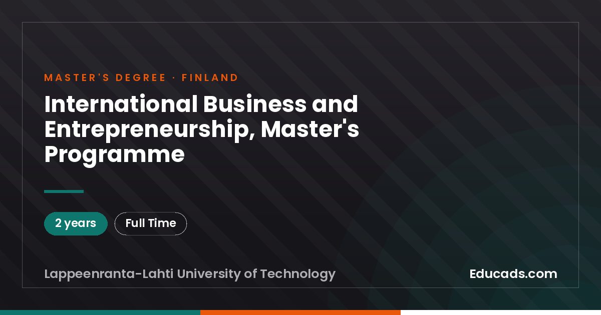 International Business and Entrepreneurship, Master's Programme