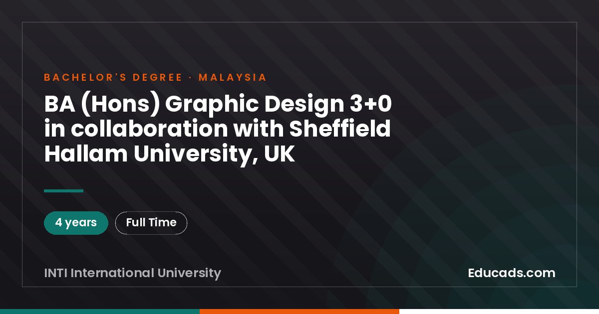 BA (Hons) Graphic Design 3+0 in collaboration with Sheffield Hallam University, UK