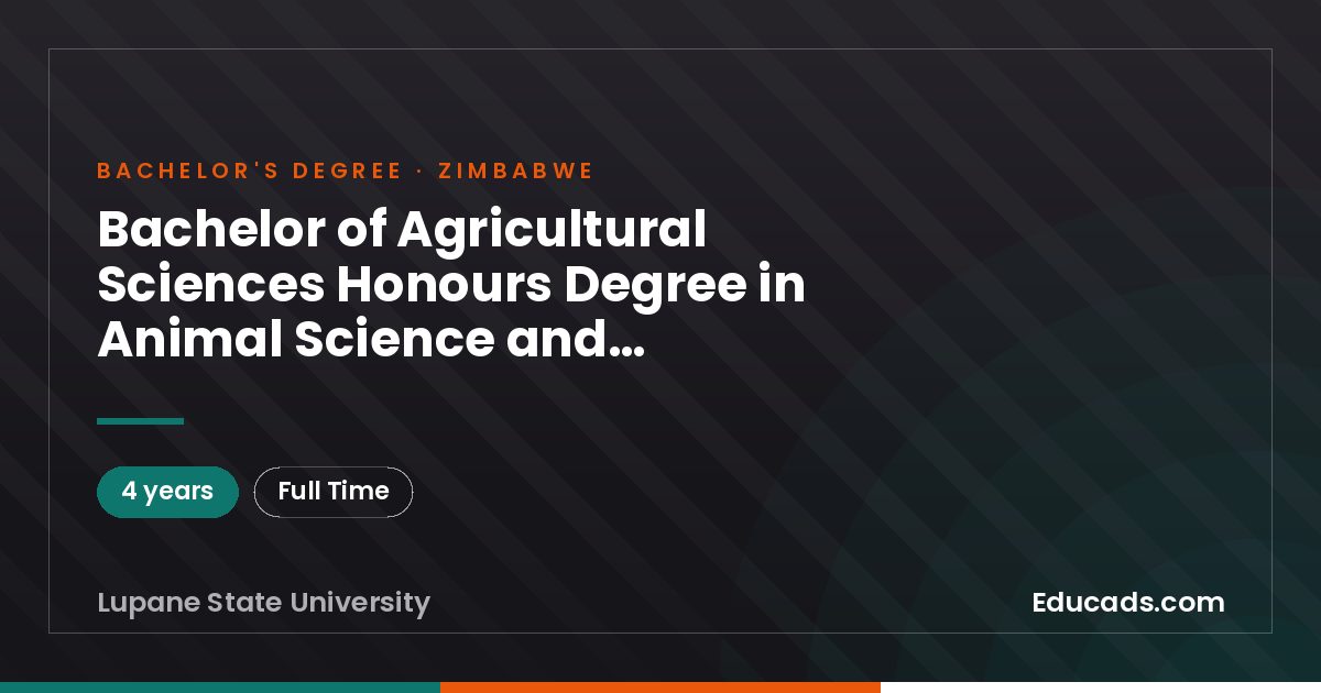 Bachelor of Agricultural Sciences Honours Degree in Animal Science and Rangeland Management