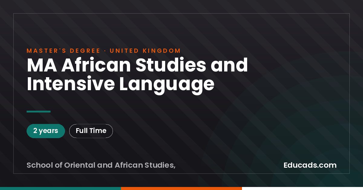 MA African Studies and Intensive Language