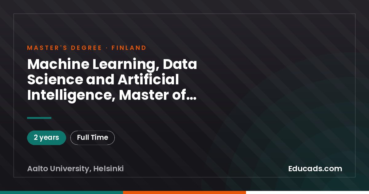 Machine Learning, Data Science and Artificial Intelligence, Master of Science (Technology)