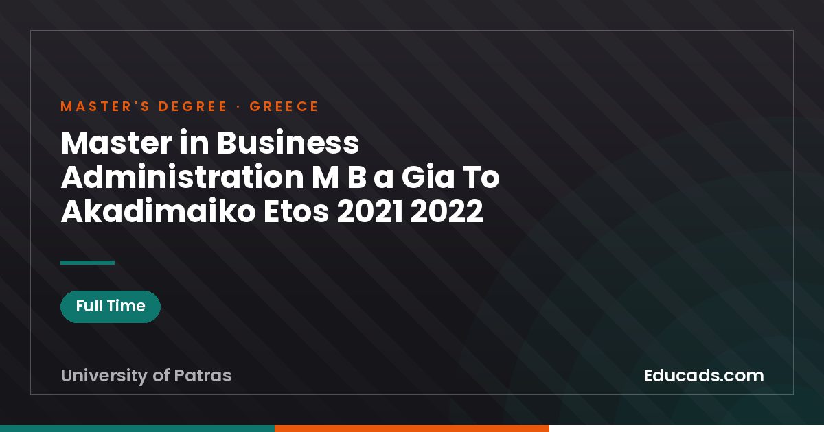 Master in Business Administration M B a Gia To Akadimaiko Etos 2021 2022