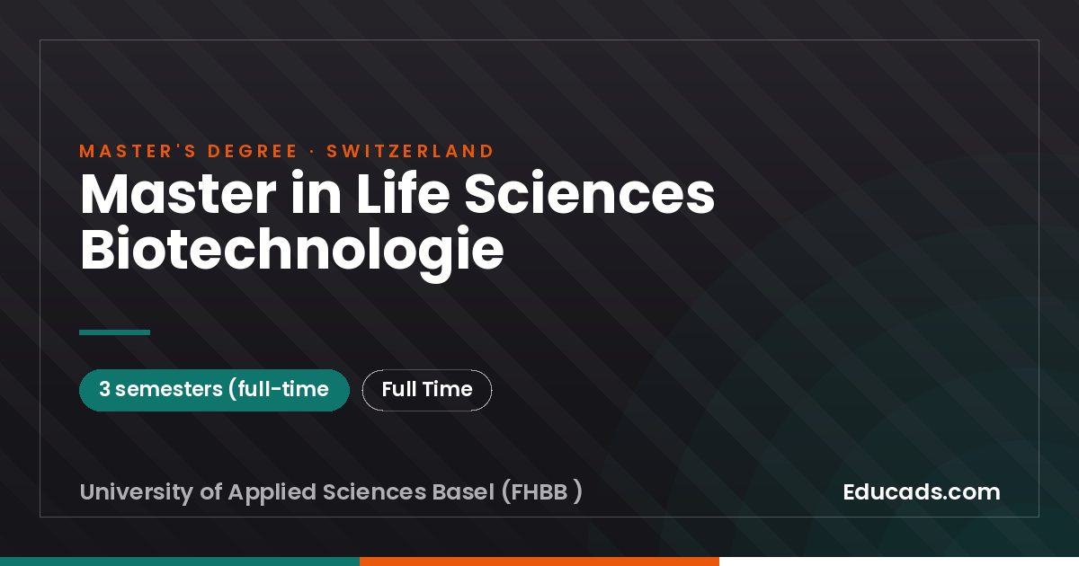 Master in Life Sciences Biotechnologie