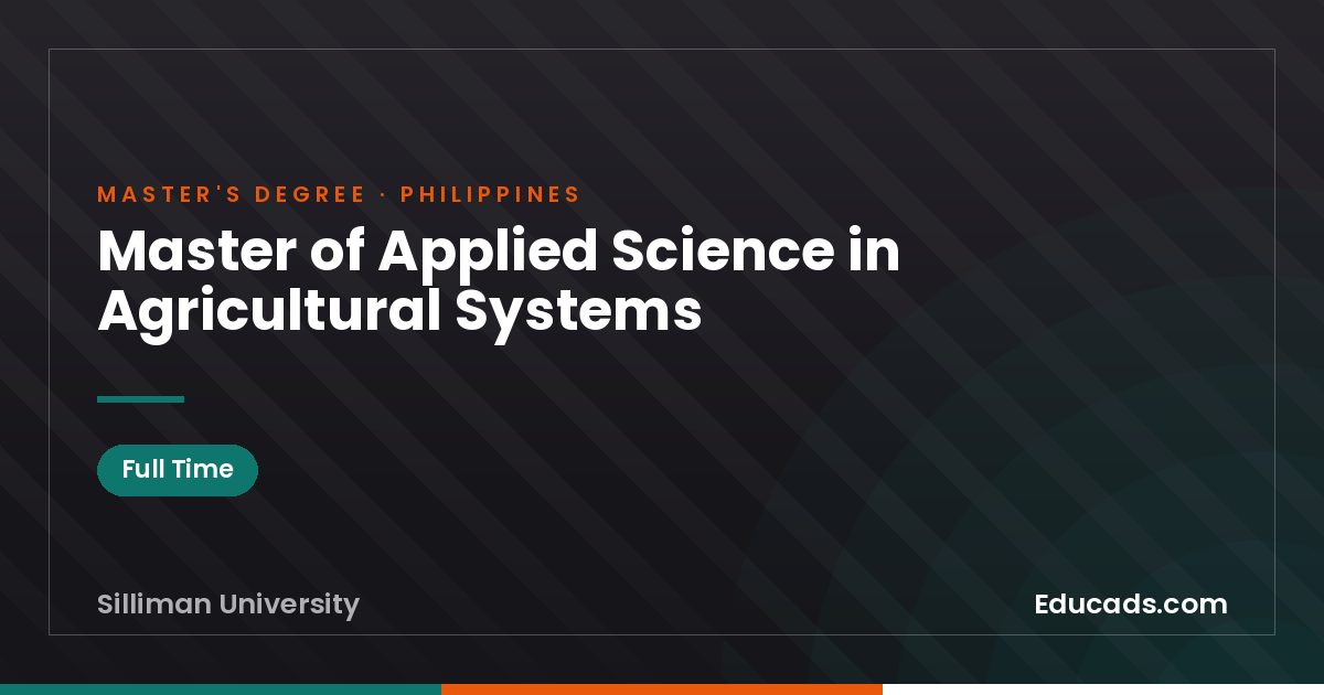 Master of Applied Science in Agricultural Systems