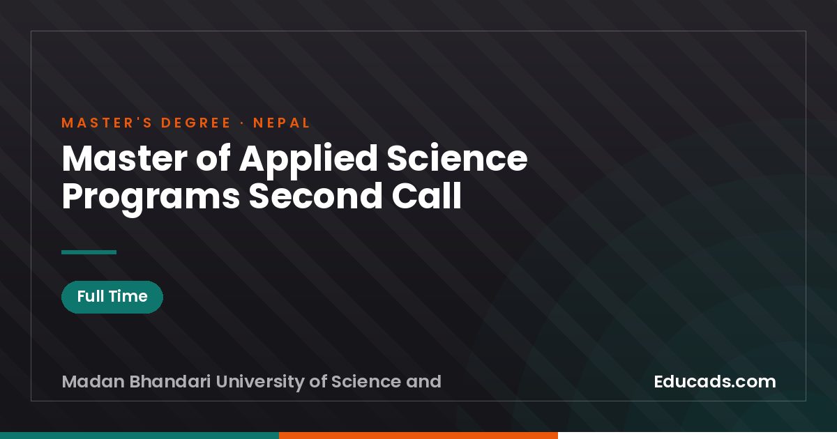 Master of Applied Science Programs Second Call