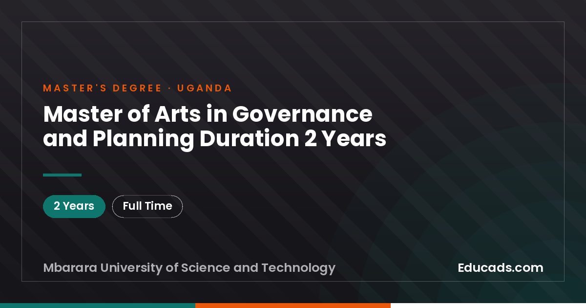 Master of Arts in Governance and Planning Duration 2 Years
