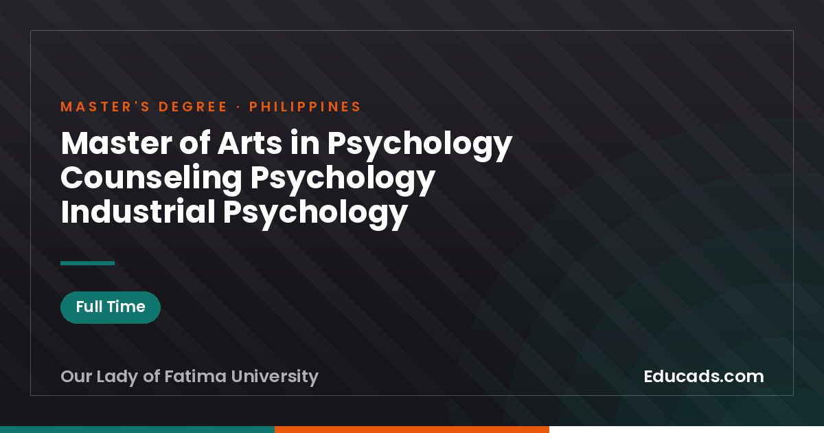 Master of Arts in Psychology Counseling Psychology Industrial Psychology