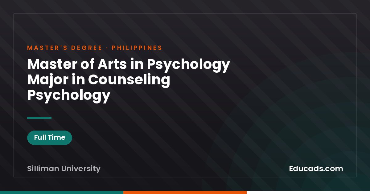 Master of Arts in Psychology Major in Counseling Psychology