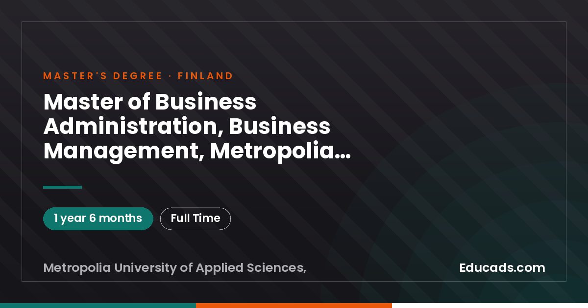Master of Business Administration, Business Management, Metropolia University of Applied Sciences