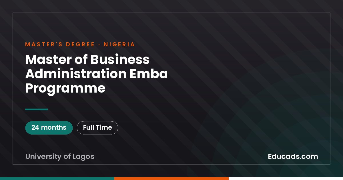 Master of Business Administration Emba Programme