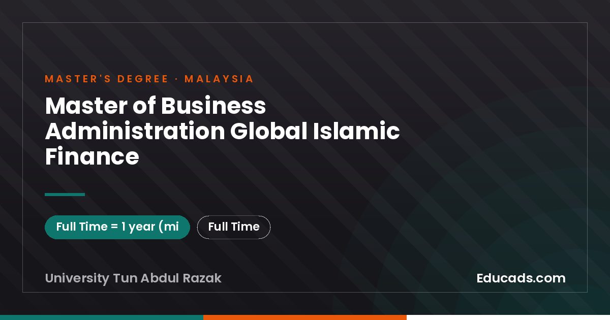 Master of Business Administration Global Islamic Finance