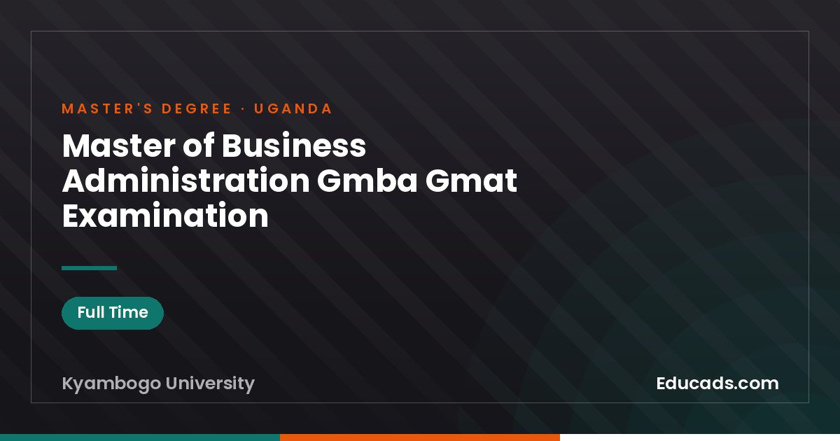 Master of Business Administration Gmba Gmat Examination