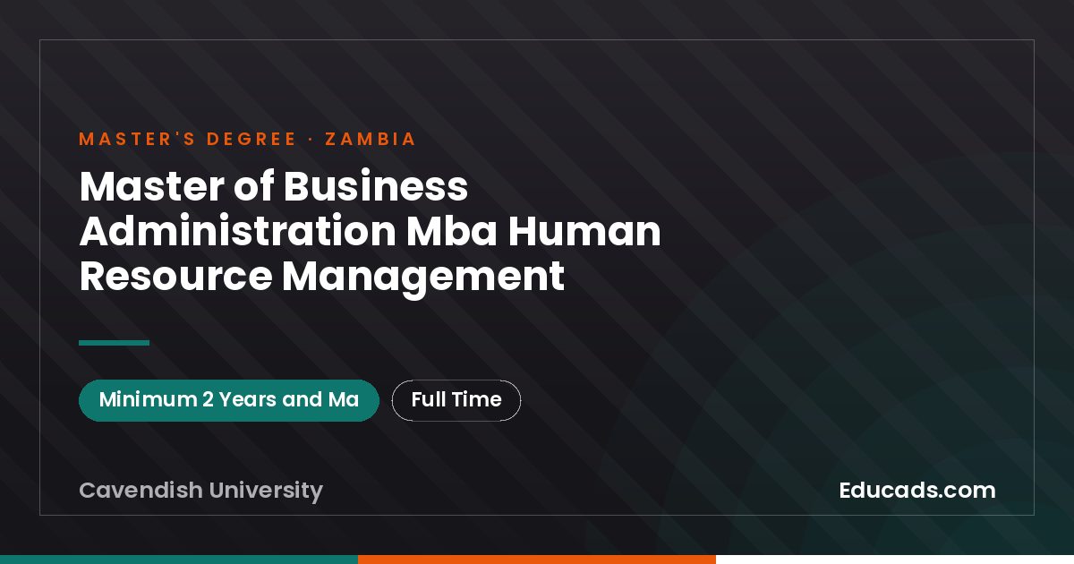 Master of Business Administration Mba Human Resource Management