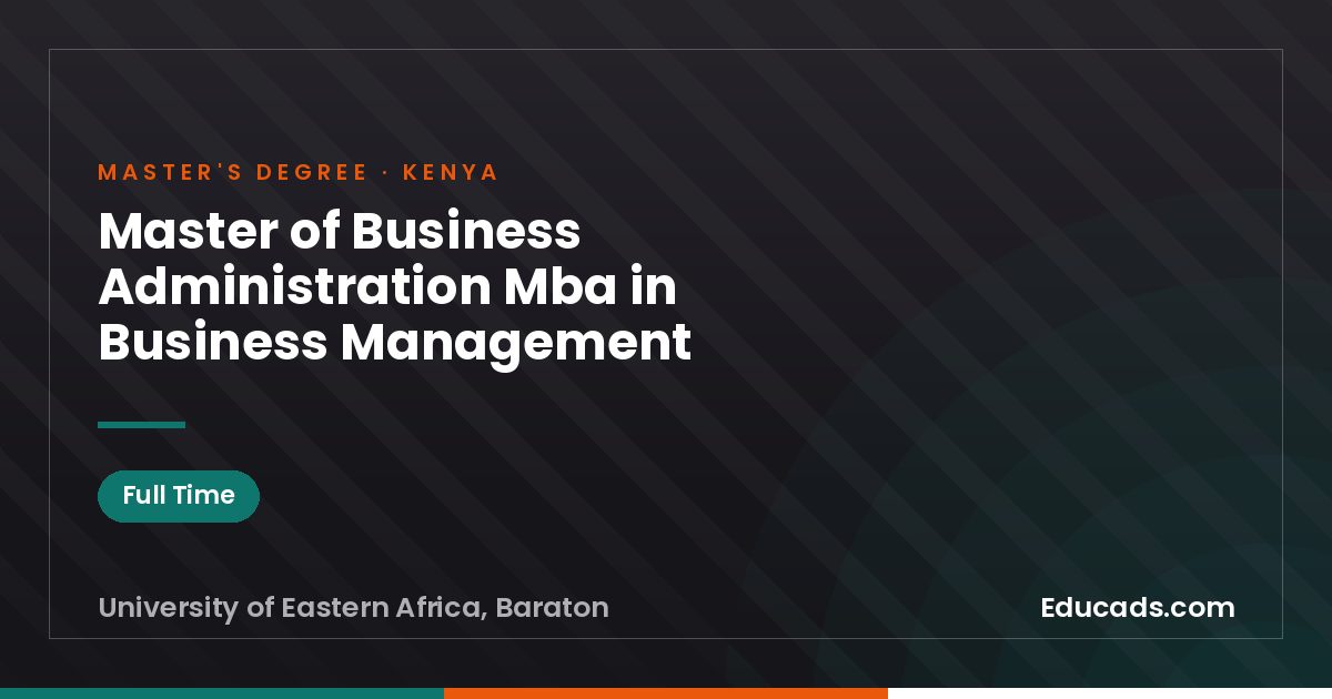 Master of Business Administration Mba in Business Management