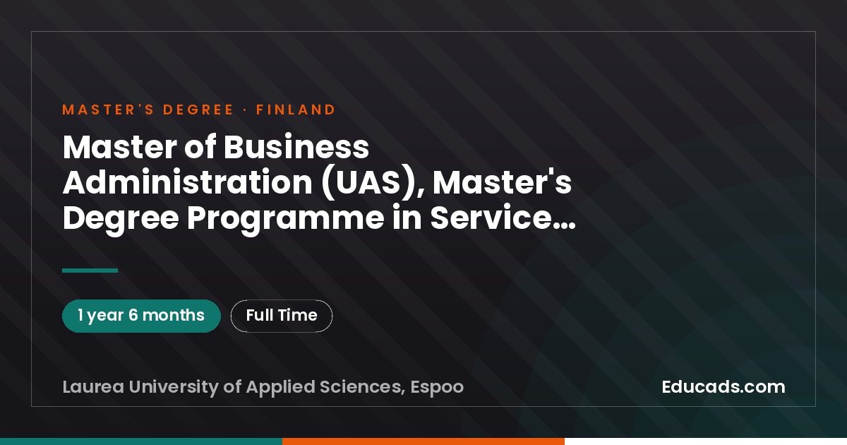 Master of Business Administration (UAS), Master's Degree Programme in Service Innovation and Design, International Separate Application