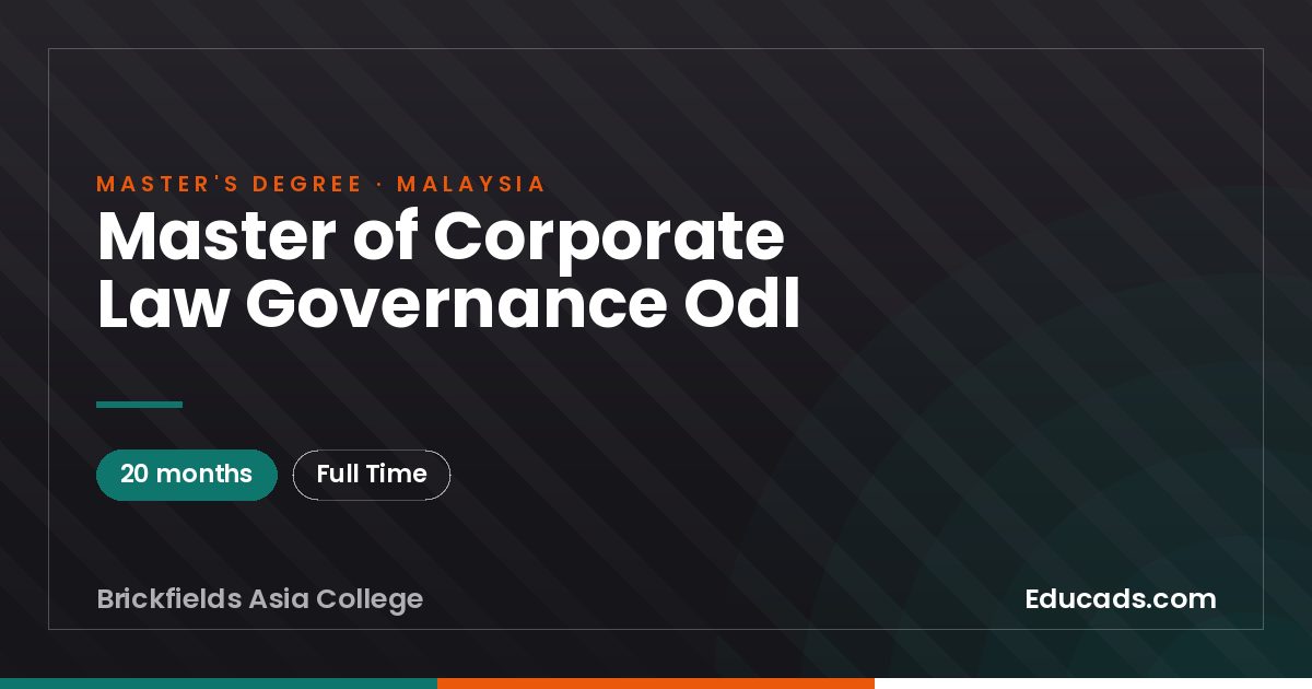 Master of Corporate Law Governance Odl