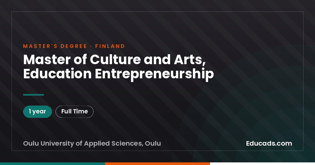Master of Culture and Arts, Education Entrepreneurship