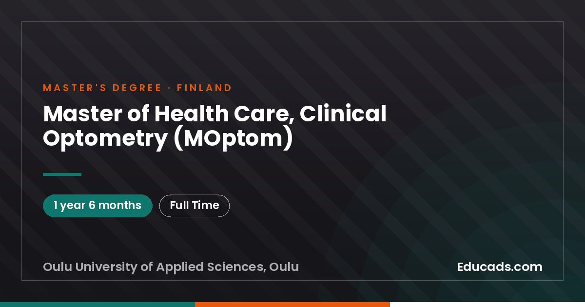 Master of Health Care, Clinical Optometry (MOptom)