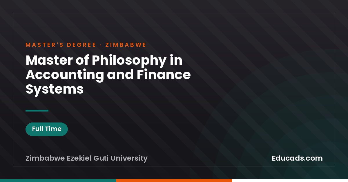 Master of Philosophy in Accounting and Finance Systems
