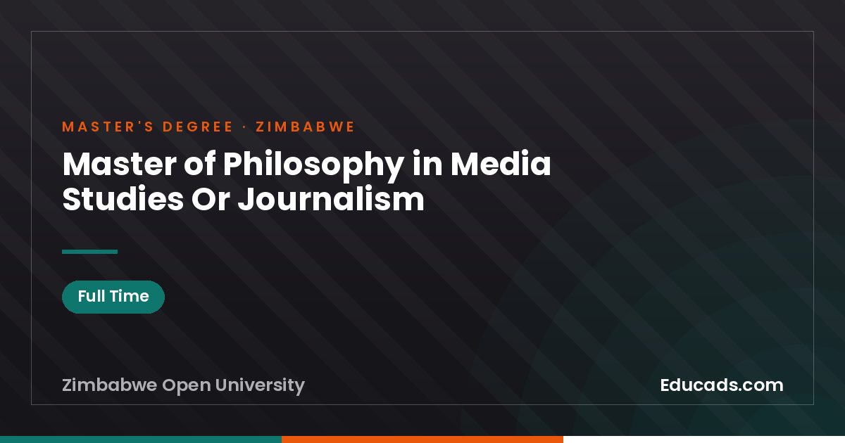 Master of Philosophy in Media Studies Or Journalism