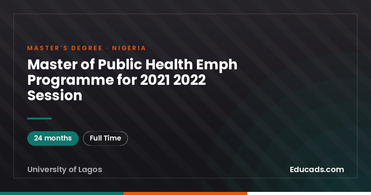 Master of Public Health Emph Programme for 2021 2022 Session