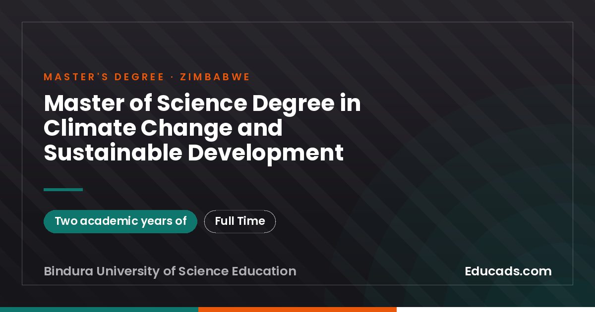 Master of Science Degree in Climate Change and Sustainable Development