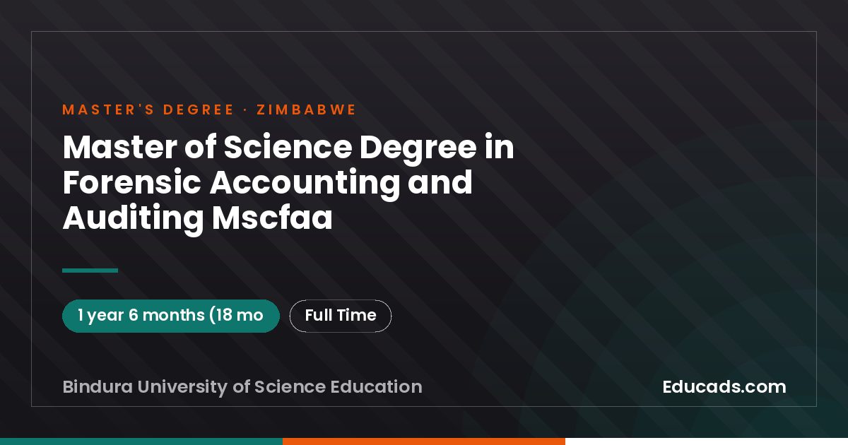 Master of Science Degree in Forensic Accounting and Auditing Mscfaa
