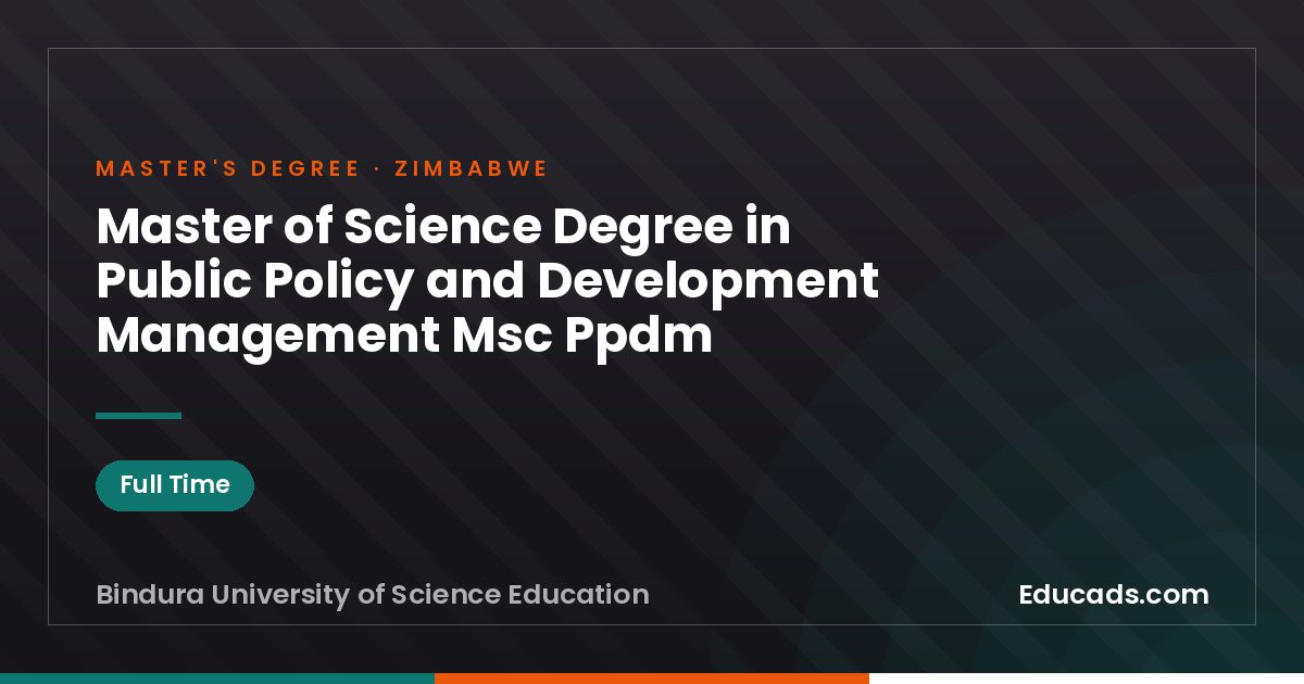 Master of Science Degree in Public Policy and Development Management Msc Ppdm