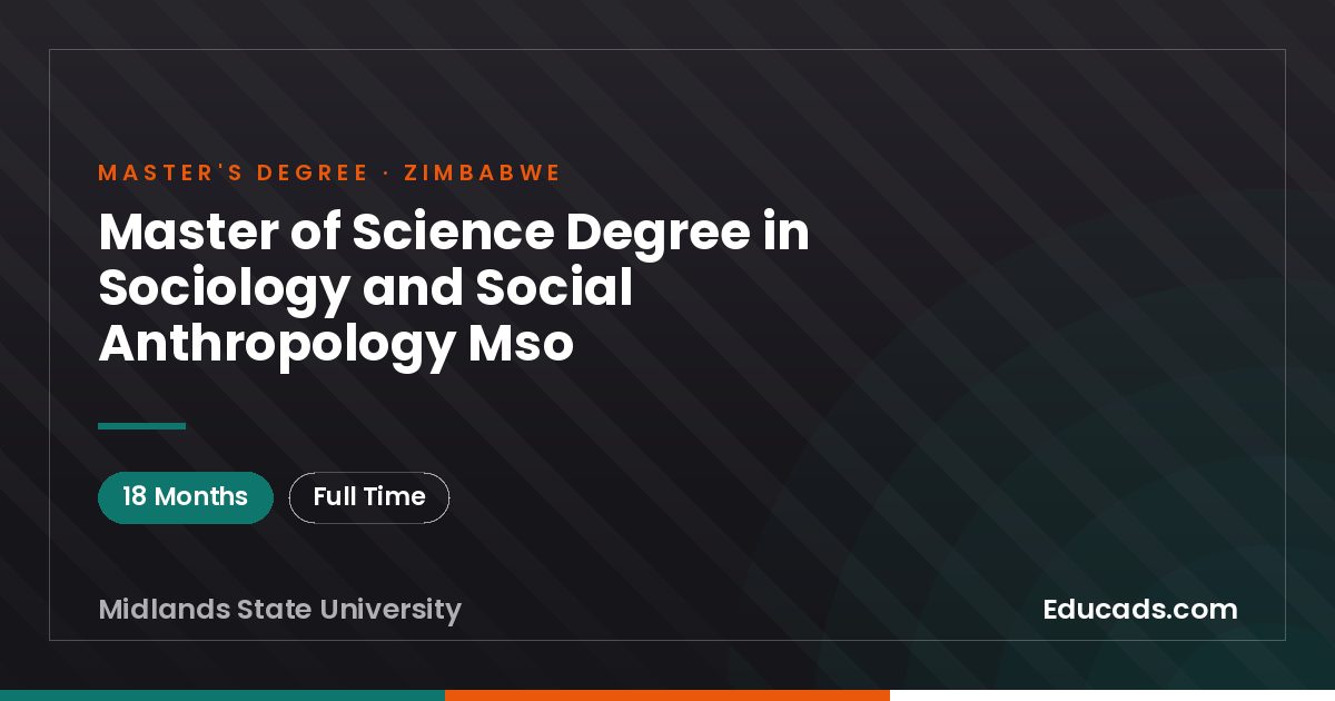 Master of Science Degree in Sociology and Social Anthropology Mso