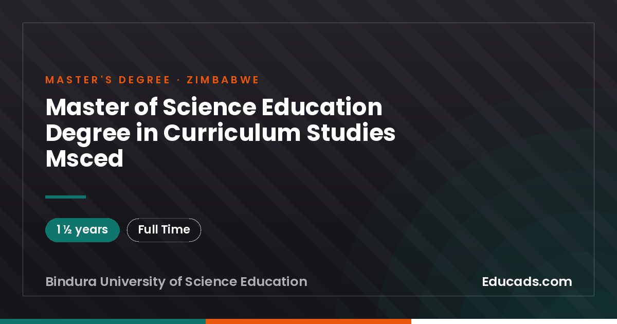 Master of Science Education Degree in Curriculum Studies Msced