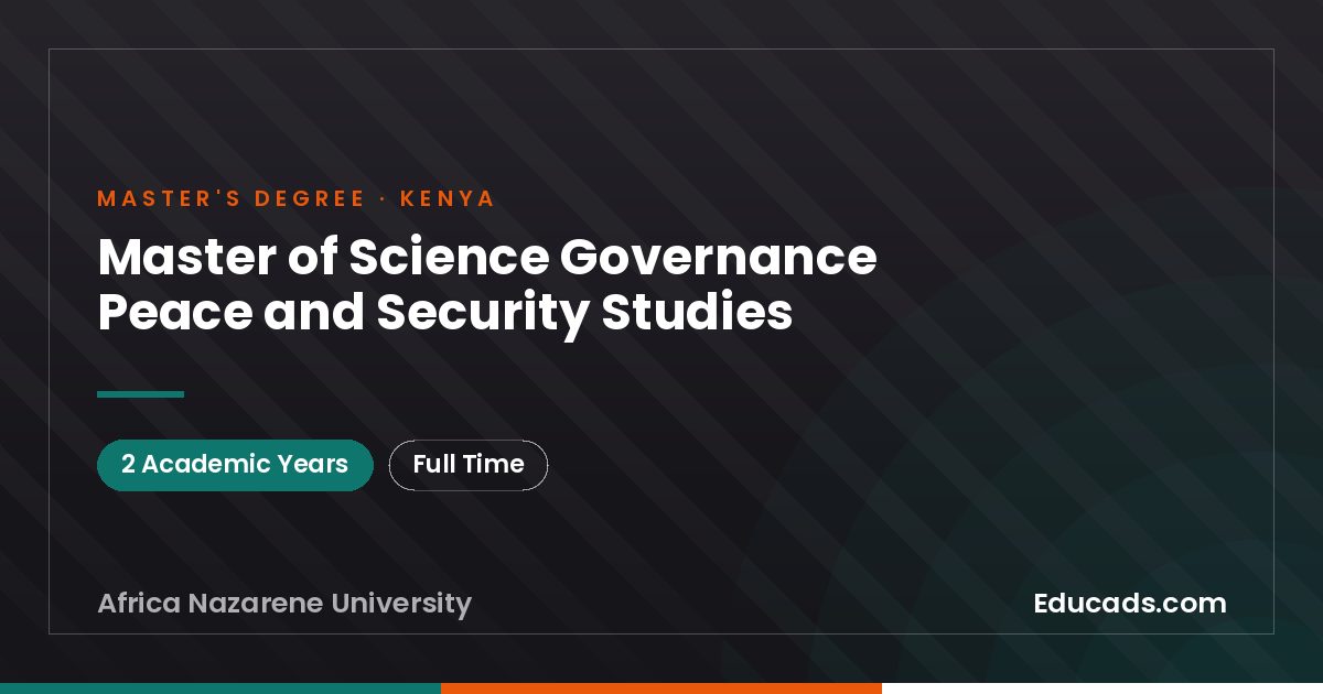Master of Science Governance Peace and Security Studies