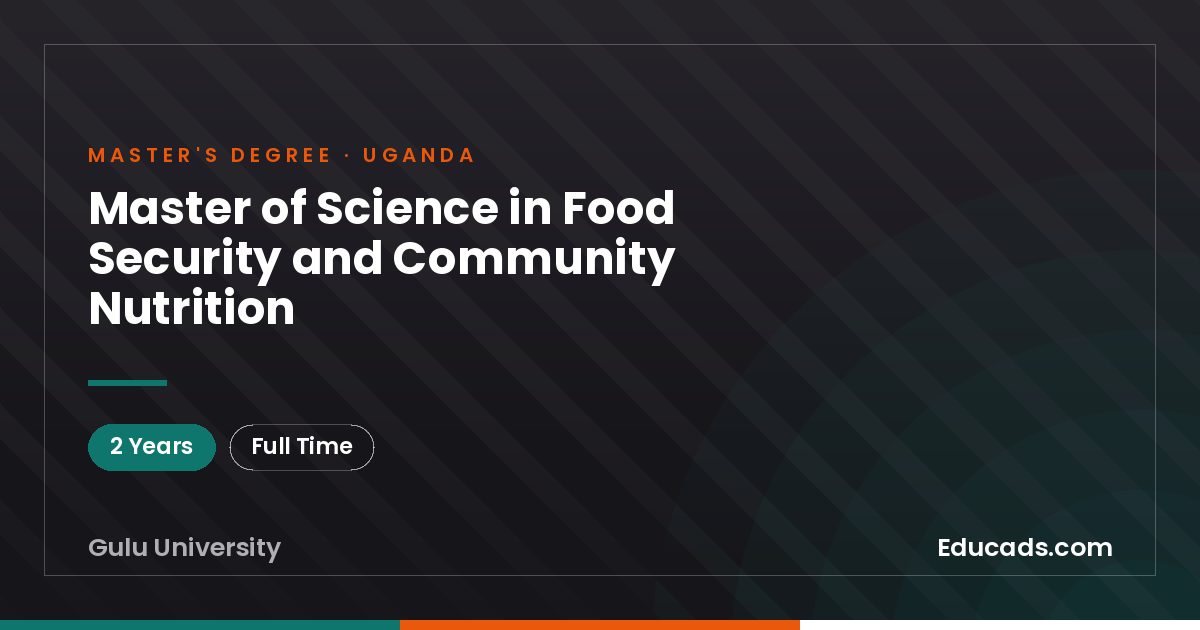 Master of Science in Food Security and Community Nutrition