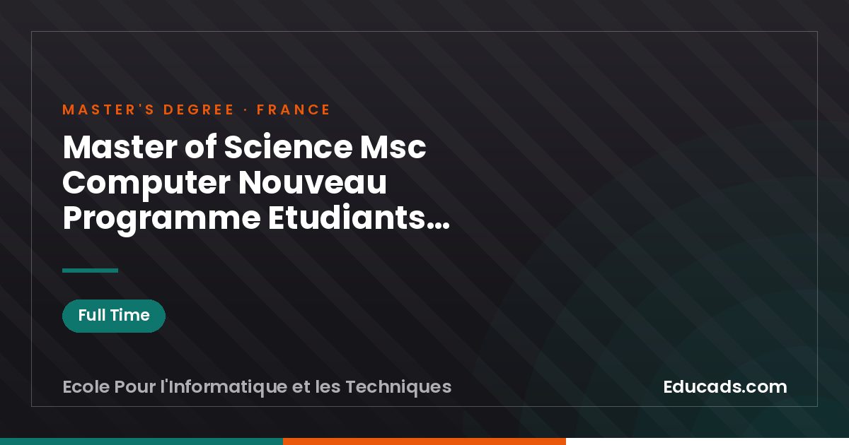 Master of Science Msc Computer Nouveau Programme Etudiants International Formation Management Informatique Projets