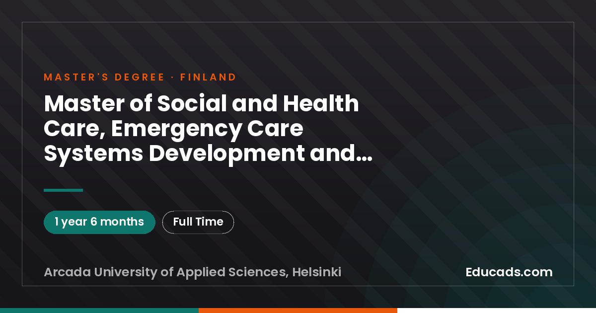 Master of Social and Health Care, Emergency Care Systems Development and Leadership, online studies