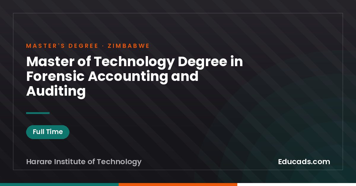 Master of Technology Degree in Forensic Accounting and Auditing
