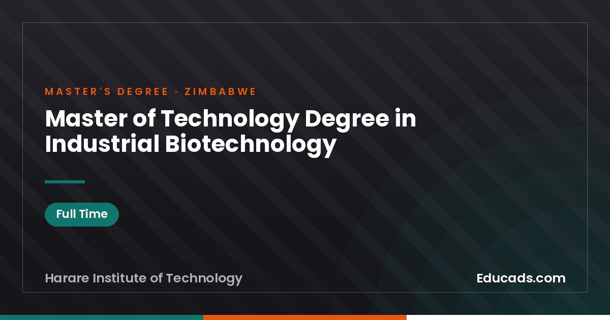 Master of Technology Degree in Industrial Biotechnology