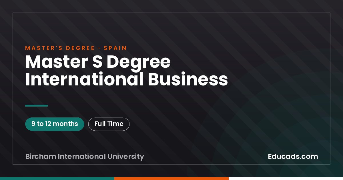 Master S Degree International Business