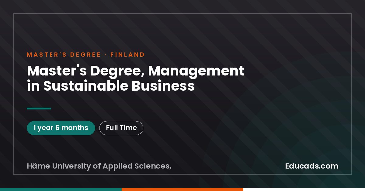 Master's Degree, Management in Sustainable Business