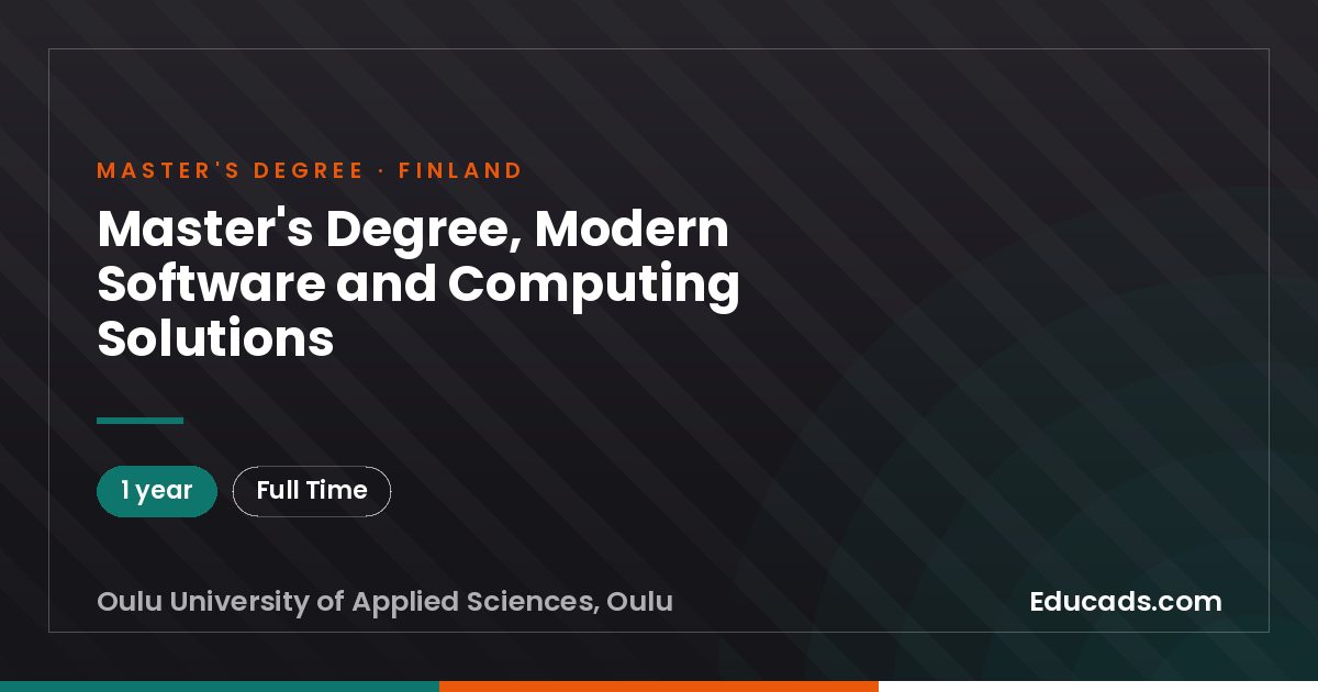 Master's Degree, Modern Software and Computing Solutions