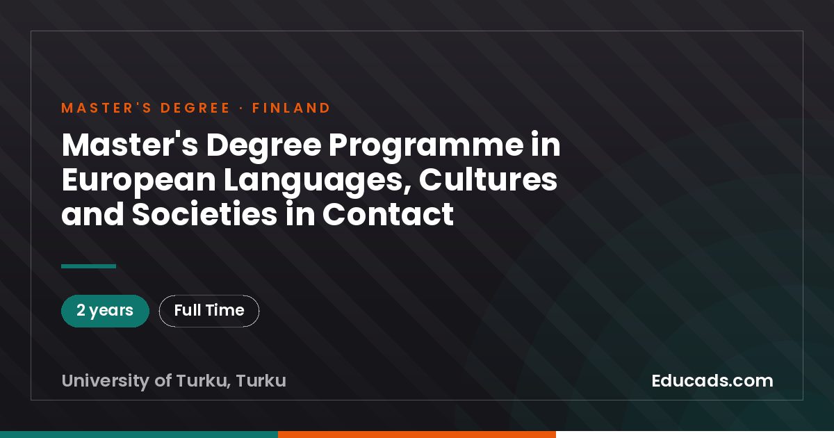 Master's Degree Programme in European Languages, Cultures and Societies in Contact