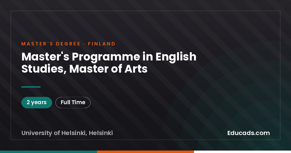 Master's Programme in English Studies, Master of Arts