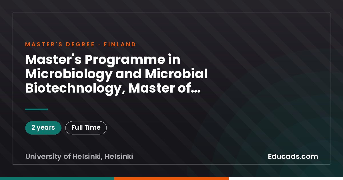 Master's Programme in Microbiology and Microbial Biotechnology, Master of Science
