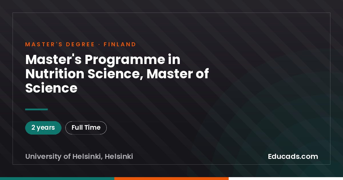 Master's Programme in Nutrition Science, Master of Science