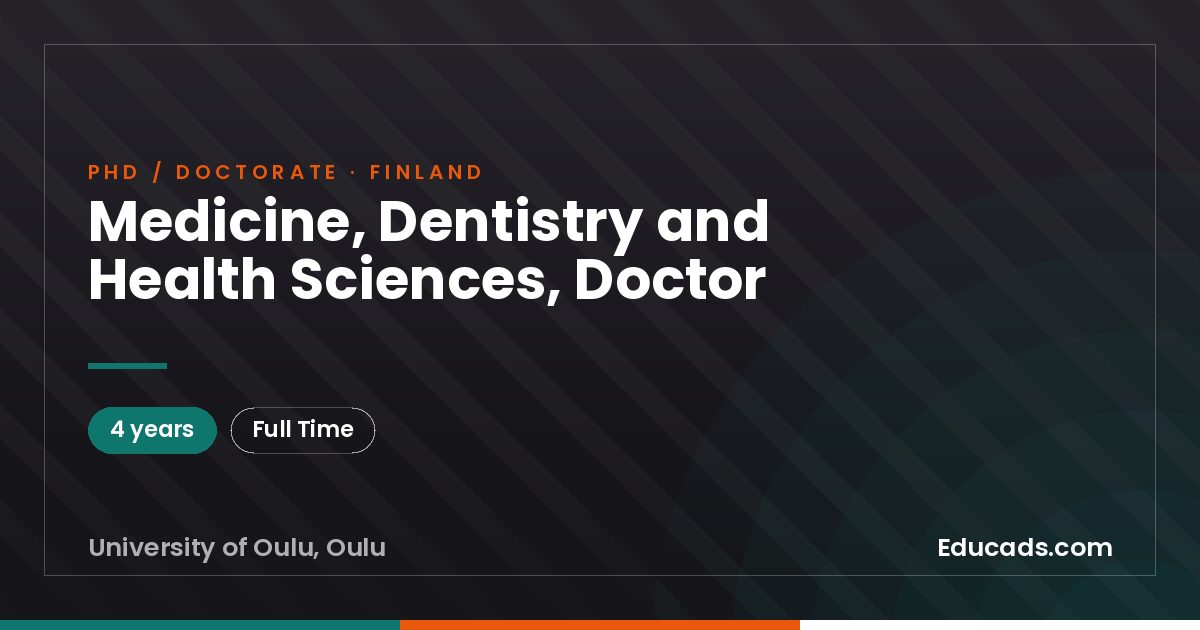 Medicine, Dentistry and Health Sciences, Doctor