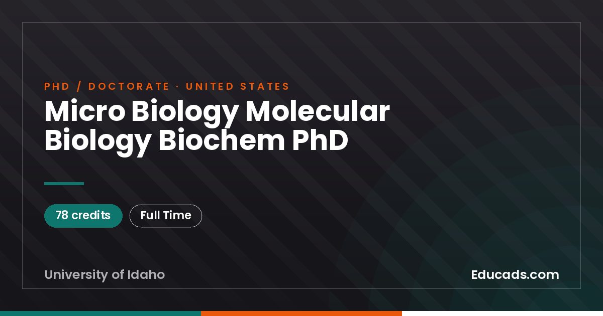 Micro Biology Molecular Biology Biochem PhD