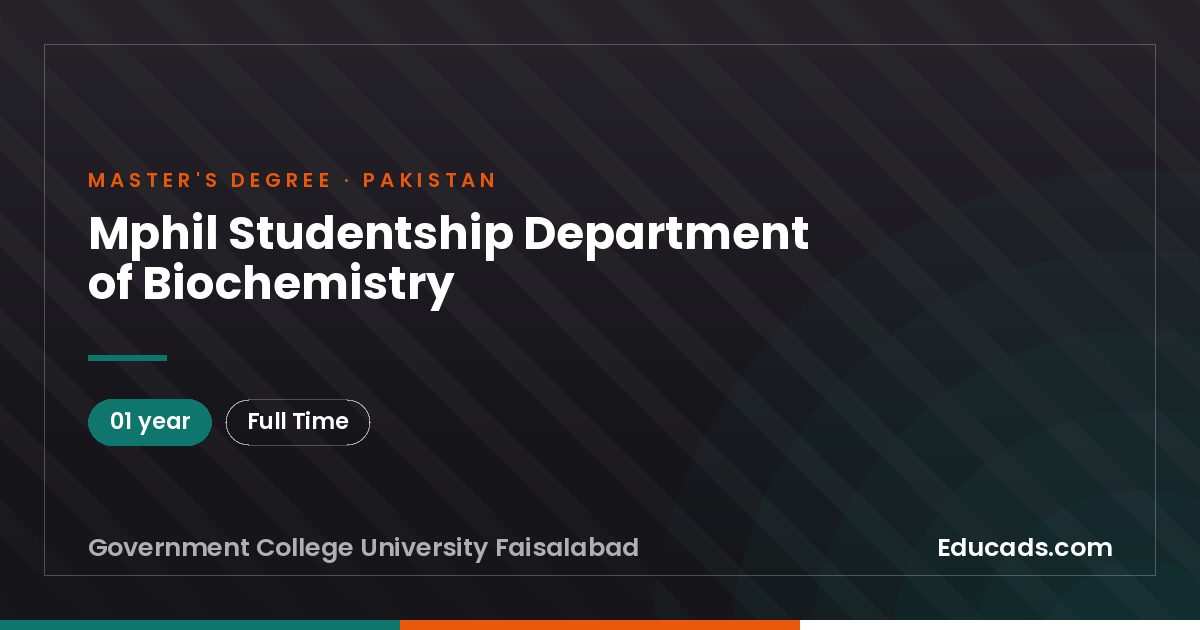 Mphil Studentship Department of Biochemistry