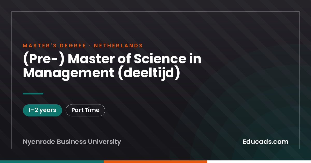 (Pre-) Master of Science in Management (deeltijd)