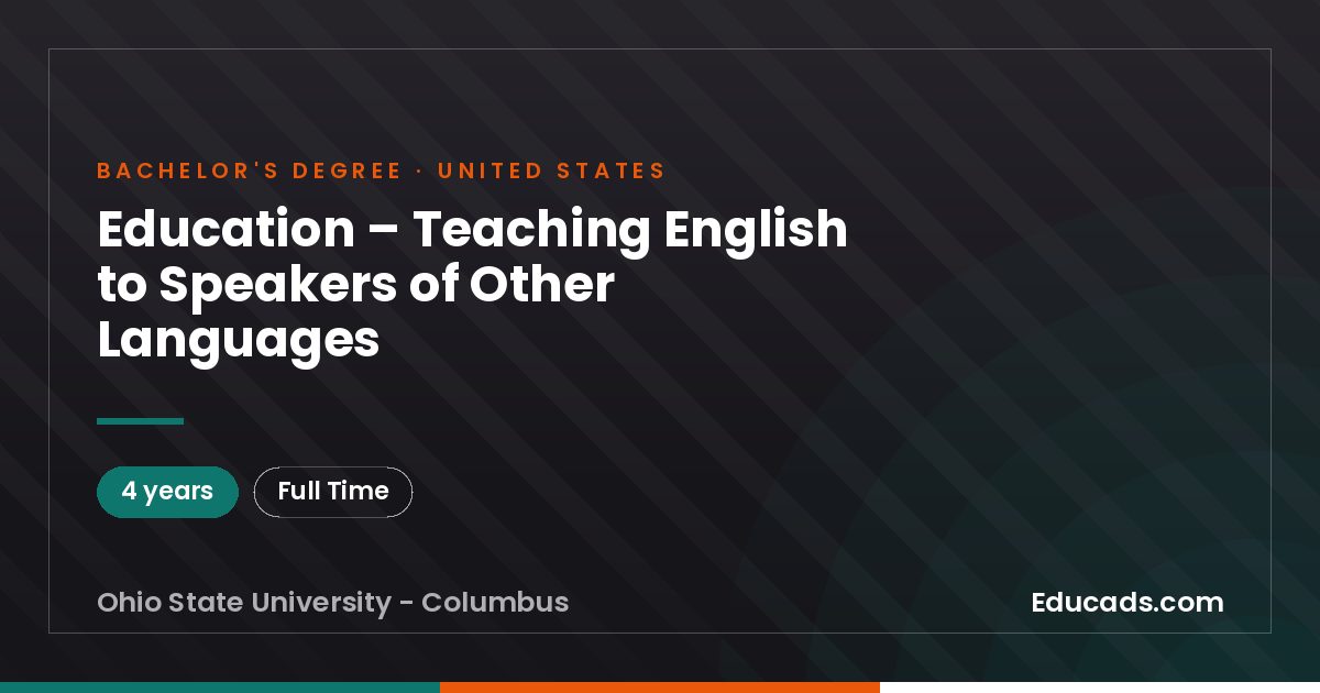Education – Teaching English to Speakers of Other Languages