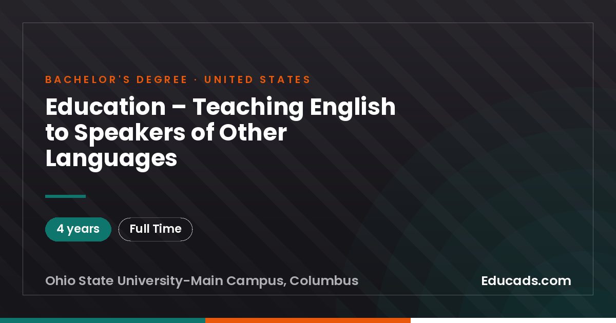 Education – Teaching English to Speakers of Other Languages