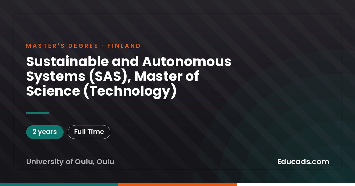 Sustainable and Autonomous Systems (SAS), Master of Science (Technology)